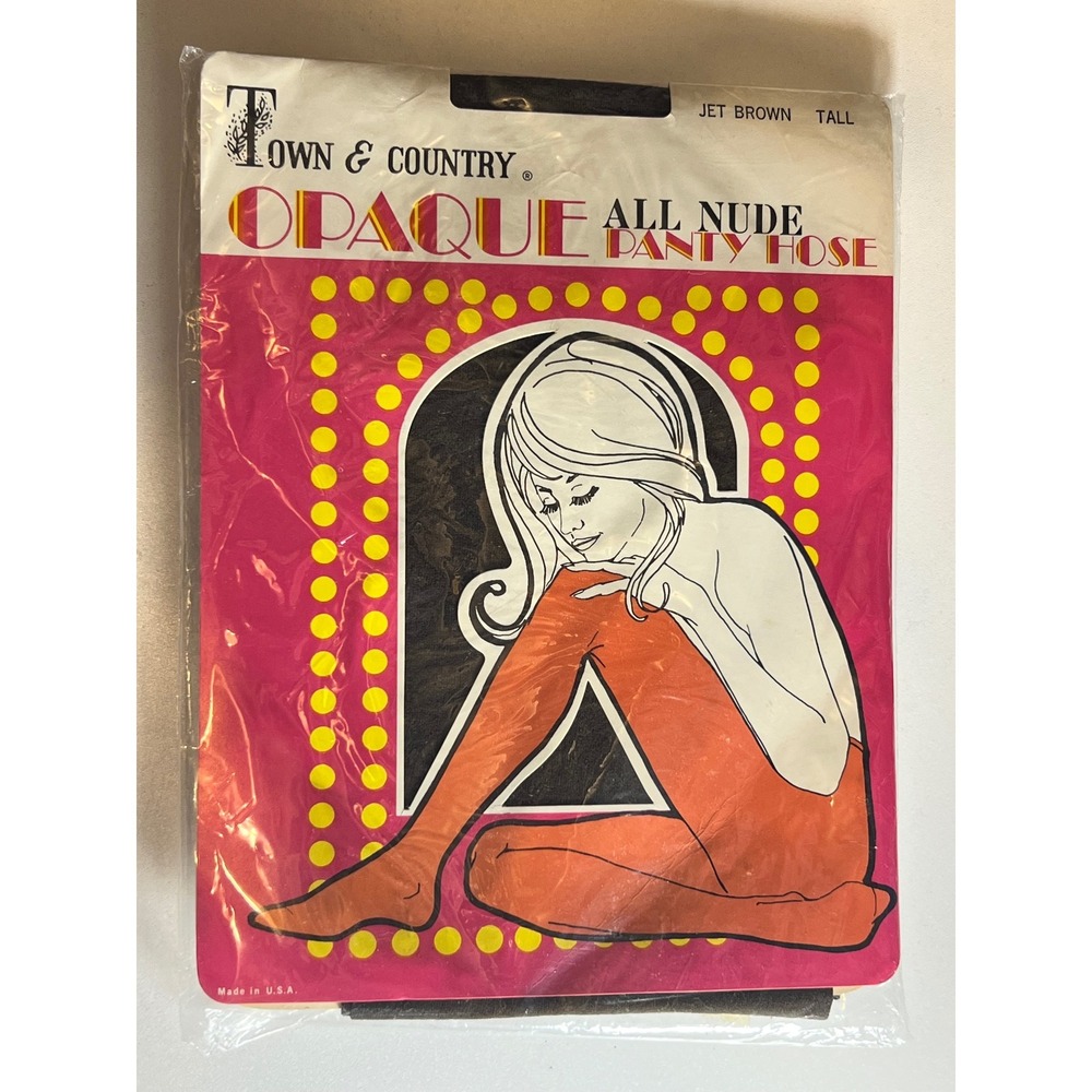 Vintage Town & Country‎ Opaque All Nude Pantyhose Jet Brown Tall Sealed